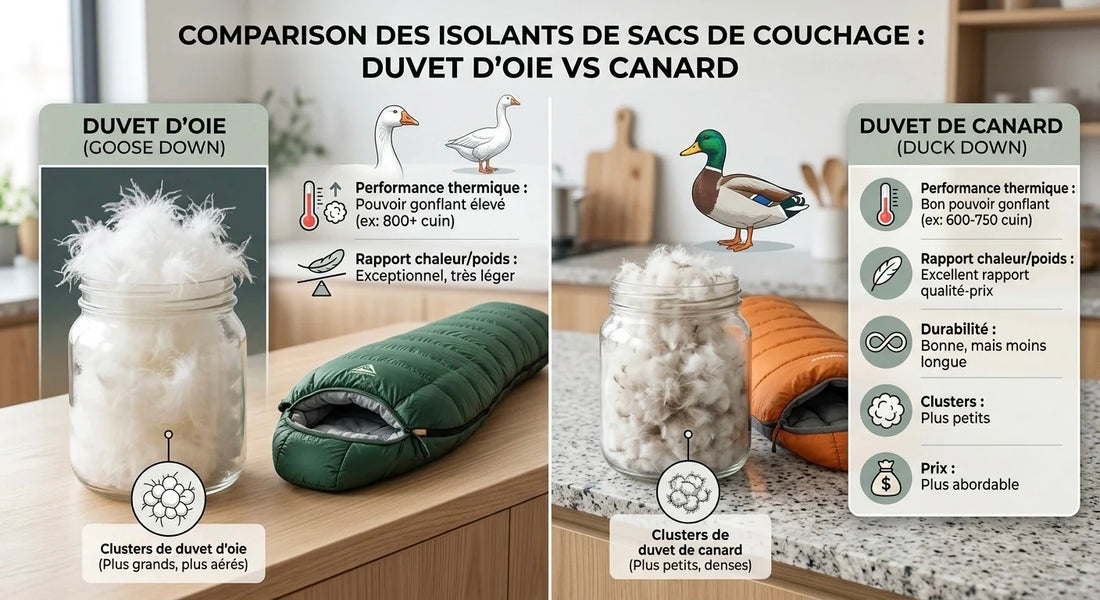 Duvet de canard ou duvet d'oie : ce que la différence change vraiment pour un sac de couchage